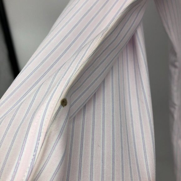 Brooks Brothers Light Pink Pinstriped Button up Long Sleeve Dress Shirt size 14 - Picture 13 of 15